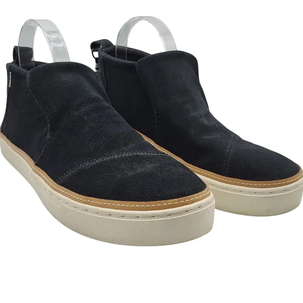 Toms Paxton Black Suede Leather Slip-On Sneaker Bootie Women's Size 9.5